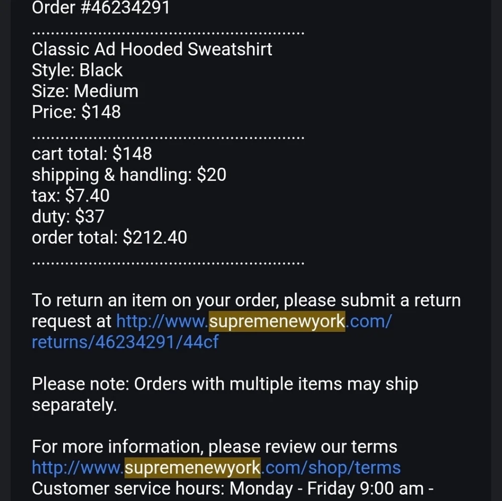 Supreme Classic Ad Hooded Sweatshirt Men's Black Medium NWT - Picture 7 of 7